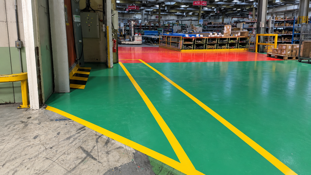 Peinture de sol vert signalisation
